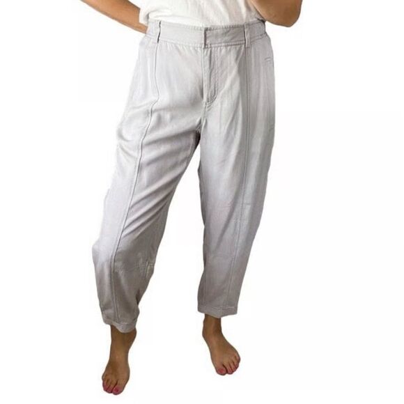 Eileen Fisher Light Gray 100% tencel pants button ankle size small - Picture 1 of 8